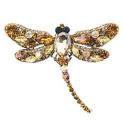 Retro Crystal Dragonflies Brooch Animals Brooch for Women Jewelry (Yellow,One Size)